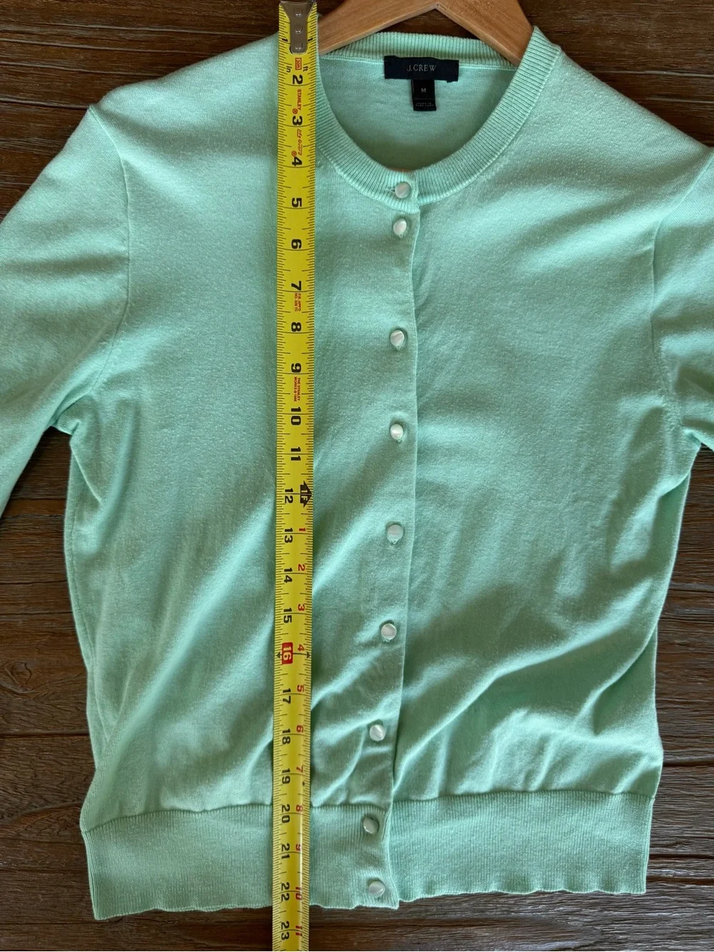 Vintage J. Crew Jackie Cardigan Sweater Womens M Mint Green Cotton Blend RN77388